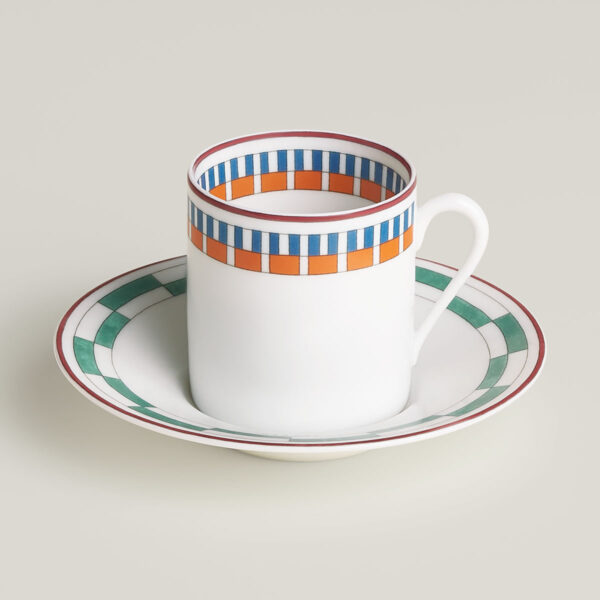 HERMES-enContrepoint-065117P-front-wm-1-1200x1200-100KB Hermès en Contrepoint Coffee Cup and Saucer n°2 - Set of 2 | Kneen & Co