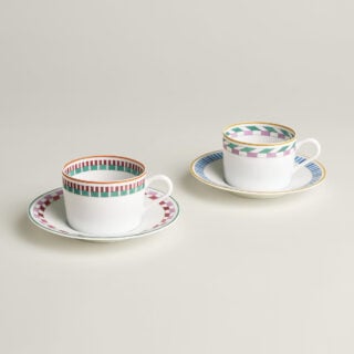 Hermès en Contrepoint Set of 2 Tea Cups and Saucers (n°1 and n°2) | Kneen & Co