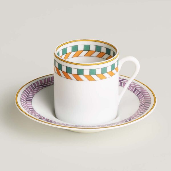 HERMES-enContrepoint-065317P-front-wm-1-1200x1200-100KB Hermès en Contrepoint Coffee and Saucer n°4 – Set of 2 | Kneen & Co