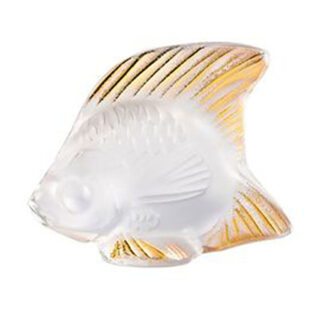 Lalique Fish Sculpture Clear and Gold Stamped | Kneen & Co