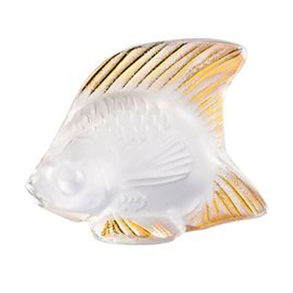 Lalique Fish Sculpture Clear and Gold Stamped | Kneen & Co