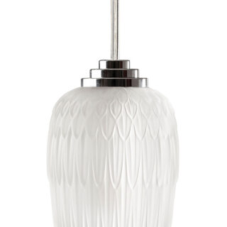 Lalique Plumes Ceiling Lamp No. 1 Clear Crystal & Chrome Finish | Kneen & Co