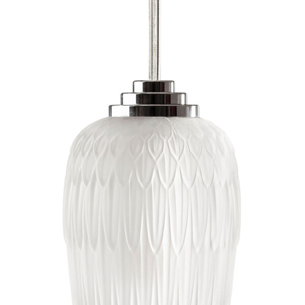 Lalique Plumes Ceiling Lamp No. 1 Clear Crystal & Chrome Finish | Kneen & Co