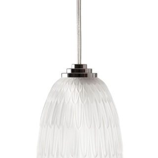 Lalique Plumes Ceiling Lamp No. 2 Clear Crystal & Chrome Finish | Kneen & Co