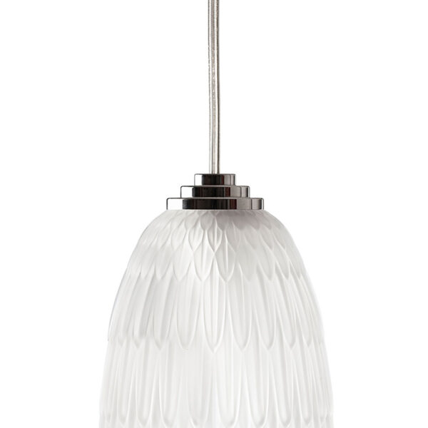 Lalique Plumes Ceiling Lamp No. 2 Clear Crystal & Chrome Finish | Kneen & Co