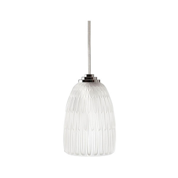Lalique Plumes Ceiling Lamp No. 2 Clear Crystal & Chrome Finish| Kneen & Co
