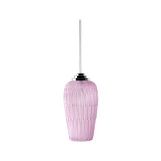 Lalique Plumes Ceiling Lamp No. 1 Pink Luster Crystal & Chrome Finish | Kneen & Co