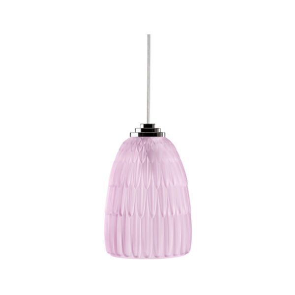 Lalique Plumes Ceiling Lamp No. 2 Pink Luster Crystal & Chrome Finish | Kneen & Co