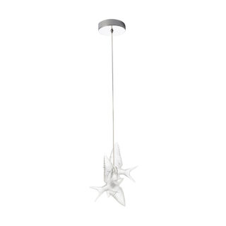 Lalique 2 Swallows Ceiling Lamp Clear Crystal & Chrome Finish | Kneen & Co
