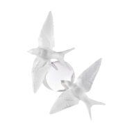 Lalique 2 Swallows Wall Sconce Clear Crystal & Chrome Finish
