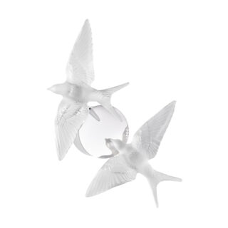 Lalique 2 Swallows Wall Sconce Clear Crystal & Chrome Finish | Kneen & Co