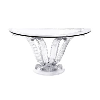 Lalique Cactus Half-Moon Console Table Clear Crystal | Kneen & Co