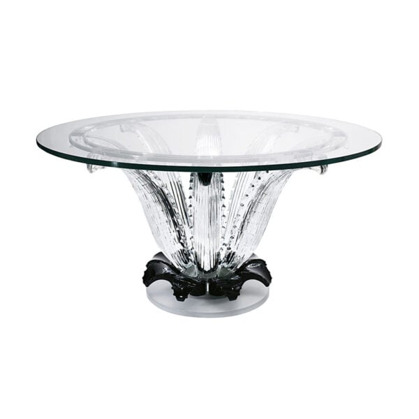 Lalique Cactus Round Table Clear & Black Crystal | Kneen & Co