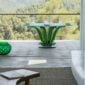 Lalique Cactus Round Table Green Crystal set on balcony | Kneen & Co