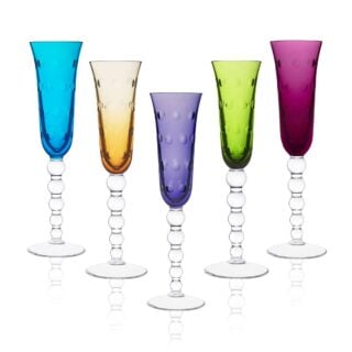 Saint-Louis Crystal Bubbles Colored Champagne Flutes | Kneen & Co