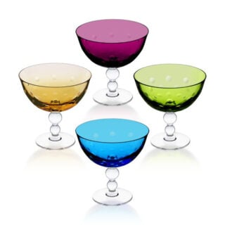 Saint-Louis Crystal Bubbles Colored Footed Cups | Kneen & Co
