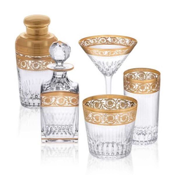 SAINTLOUIS-Thistle-GoldBarware-ParentSet-1200x1200-100KB Saint-Louis Crystal Thistle Gold Barware | Kneen & Co