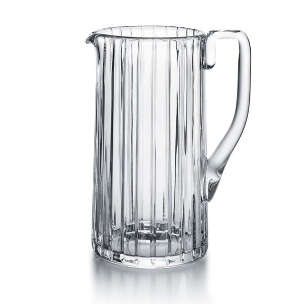 BACCARAT-1343300-White-Background-1200x1200-100KB Baccarat Harmonie Pitcher handcrafted in clear French crystal with signature vertical cuts, a curved handle, and elegant pouring spout | Kneen & Co