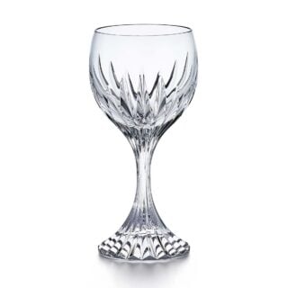 Baccarat Masséna Glass L handcrafted in clear French crystal with deep bevel cuts and an elegant wine glass silhouette. | Kneen & Co