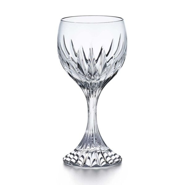 Baccarat Masséna Glass L handcrafted in clear French crystal with deep bevel cuts and an elegant wine glass silhouette. | Kneen & Co