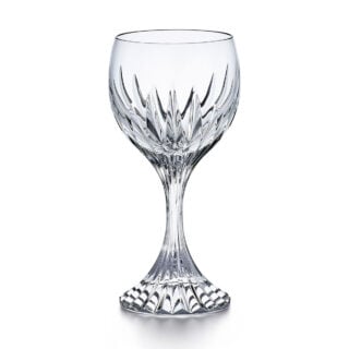 Baccarat Masséna Glass M handcrafted in clear French crystal with deep bevel cuts and a refined wine glass silhouette. | Kneen & Co