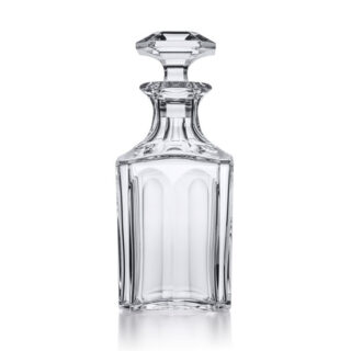 Baccarat Harcourt 1841 Whiskey Decanter handcrafted in clear French crystal with bold beveled cuts, an architectural silhouette, and a precision-cut stopper | Kneen & Co