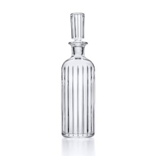 Baccarat Harmonie Round Whiskey Decanter handcrafted in clear French crystal with signature vertical cuts, a cylindrical silhouette, and a precision-cut stopper | Kneen & Co