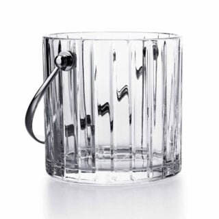 Baccarat Harmonie Ice Bucket handcrafted in clear French crystal with signature fluting and a polished stainless steel handle for elegant whiskey and cocktail service | Kneen & Co