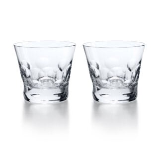 Baccarat Béluga Tumblers, Set of 2, in clear handcrafted crystal with the collection's signature sculpted base designed by Savinel & Rozé | Kneen & Co