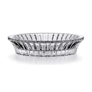 Baccarat Mille Nuits Bottle Coaster handcrafted in clear French crystal with a delicately crimped edge and concentric circular cuts designed to hold wine and champagne bottles | Kneen & Co