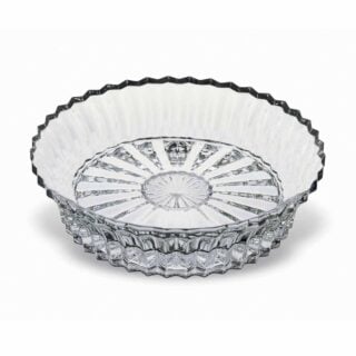 Baccarat Mille Nuits Bottle Coaster handcrafted in clear French crystal with a delicately crimped edge and concentric circular cuts designed to hold wine and champagne bottles | Kneen & Co