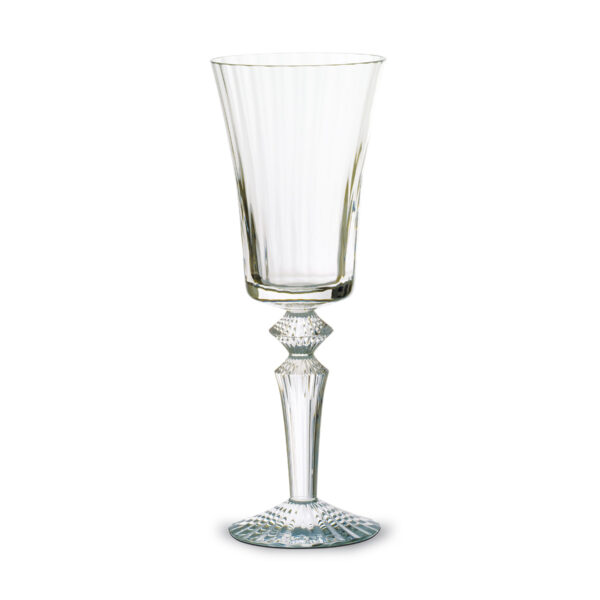 Baccarat Mille Nuits Tall Glass XL handcrafted in clear French crystal with delicate vertical cuts, a signature diamond-cut stem detail, and an elegant water glass silhouette | Kneen & Co