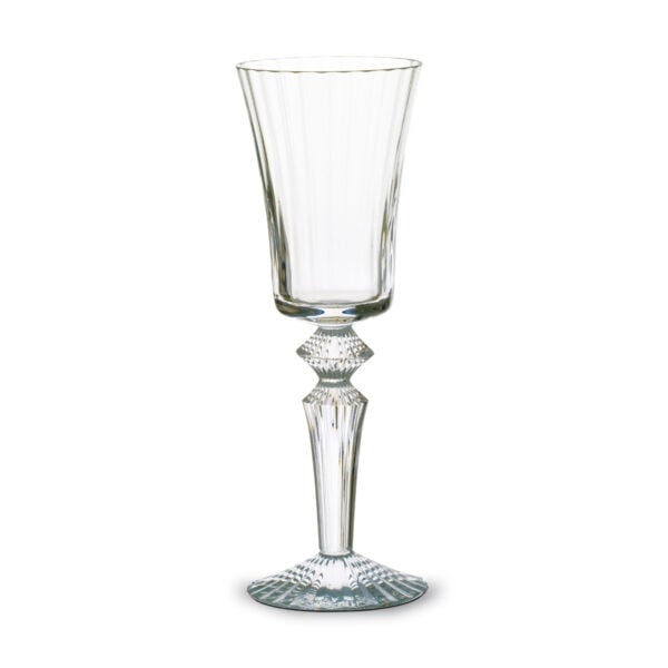 Baccarat Mille Nuits Tall Glass L handcrafted in clear French crystal with delicate vertical cuts, a signature diamond-cut stem detail, and an elegant water glass silhouette | Kneen & Co