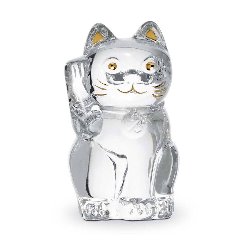 Baccarat Lucky Cat, Clear - Kneen & Co