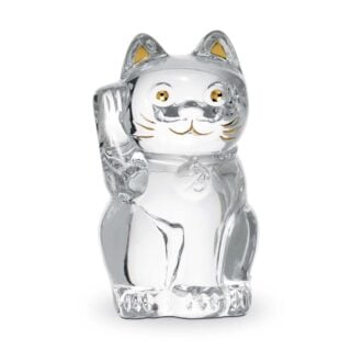 Shop the Baccarat Cat Maneki Neko Figurine Small at Kneen & Co. Handcrafted French crystal Lucky Cat with gold accents, symbolizing prosperity and good fortune | Kneen & Co
