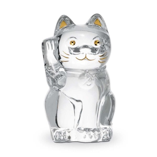 Shop the Baccarat Cat Maneki Neko Figurine Small at Kneen & Co. Handcrafted French crystal Lucky Cat with gold accents, symbolizing prosperity and good fortune | Kneen & Co