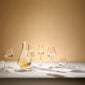 Lifestyle image of the Château Baccarat Stemware collection featuring handcrafted Baccarat crystal wine glasses, champagne flute, tumbler, and decanter arranged on a softly lit table | Kneen & Co