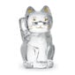 Baccarat Cat Maneki Neko Figurine XL handcrafted in clear French crystal with gold accents, featuring the traditional raised paw symbol of prosperity and good fortune | Kneen & Co