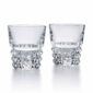 Set of two Baccarat Louxor tumblers handcrafted in clear French crystal with geometric diamond cuts and sculptural faceted interiors | Kneen & Co
