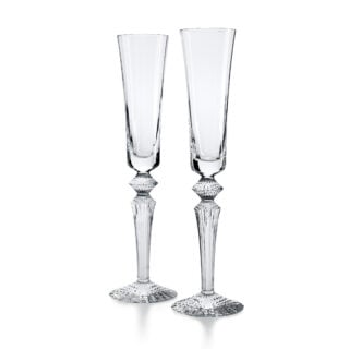 Shop the Baccarat Mille Nuits Flutissimo Flutes, Set of 2 at Kneen & Co. Crystal Champagne flutes with a slender silhouette and the iconic Mille Nuits stem | Kneen & Co