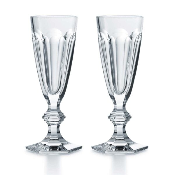 BACCARAT-2811799-White-Background-1200x1200-100KB Baccarat Harcourt 1841 Flutes, Set of 2 handcrafted in clear French crystal with flat-cut facets, a triple-knob stem, and hexagonal foot | Kneen & Co