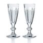 Baccarat Harcourt 1841 Flutes, Set of 2 handcrafted in clear French crystal with flat-cut facets, a triple-knob stem, and hexagonal foot | Kneen & Co