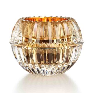 Baccarat Mille Nuits crystal votive with hand-applied 20-carat gold and the collection's signature faceted design | Kneen & Co