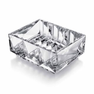 Baccarat Louxor crystal catch-all featuring geometric cuts and an architectural design for organizing everyday essentials | Kneen & Co