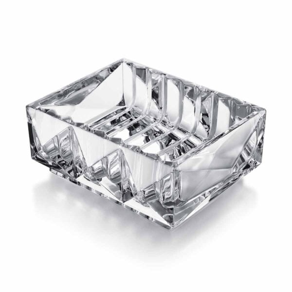 Baccarat Louxor crystal catch-all featuring geometric cuts and an architectural design for organizing everyday essentials | Kneen & Co