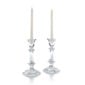 Baccarat Harcourt crystal candlesticks featuring the collection's signature hexagonal silhouette and sculptural architectural design | Kneen & Co