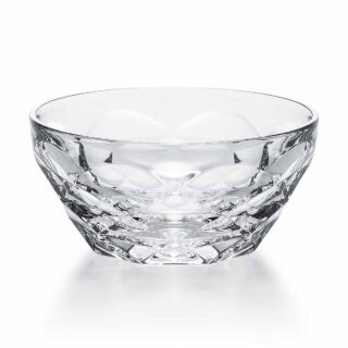 Baccarat Swing Bowl Small featuring a faceted crystal design with geometric cuts that reflect light beautifully | Kneen & Co