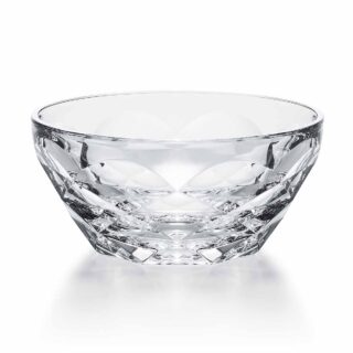 Baccarat Swing Bowl Medium featuring a faceted crystal design with geometric cuts that reflect light beautifully | Kneen & Co