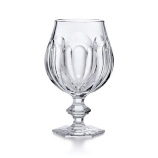 Baccarat Harcourt Proost Beer Glass handcrafted in clear French crystal with a curved bowl and signature Harcourt hexagonal foot, designed by Marcel Wanders | Kneen & Co