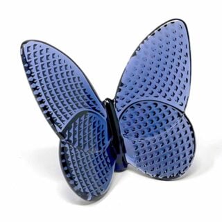 Baccarat Lucky Butterfly Midnight Blue crystal figurine with diamond-cut wings that create brilliant reflections of light | Kneen & Co